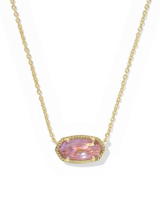 Elisa Gold Pendant Necklace in Light Mauve Illusion