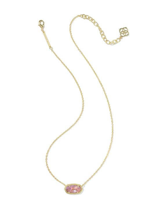Elisa Gold Pendant Necklace in Light Mauve Illusion