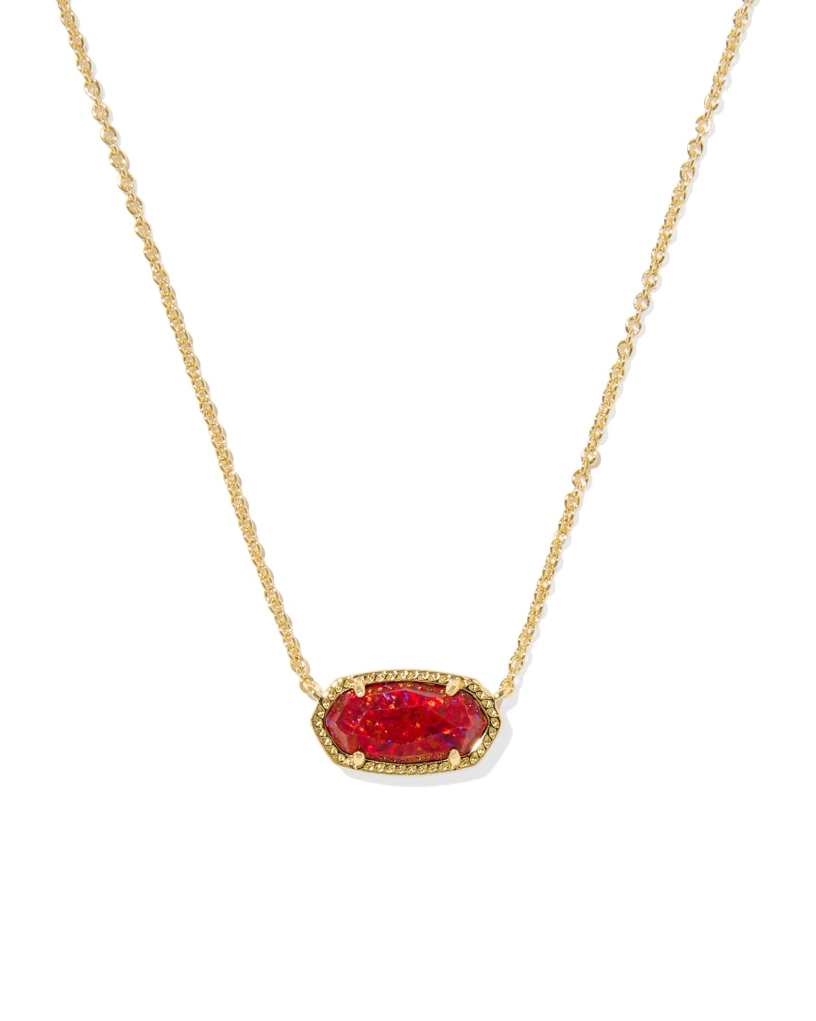 Elisa Gold Short Pendant Necklace In Red Kyocera Opal