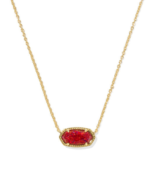 Elisa Gold Short Pendant Necklace In Red Kyocera Opal