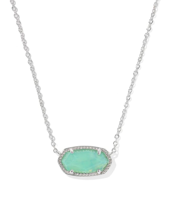 Elisa Silver Pendant Necklace in Mint Iridescent Abalone