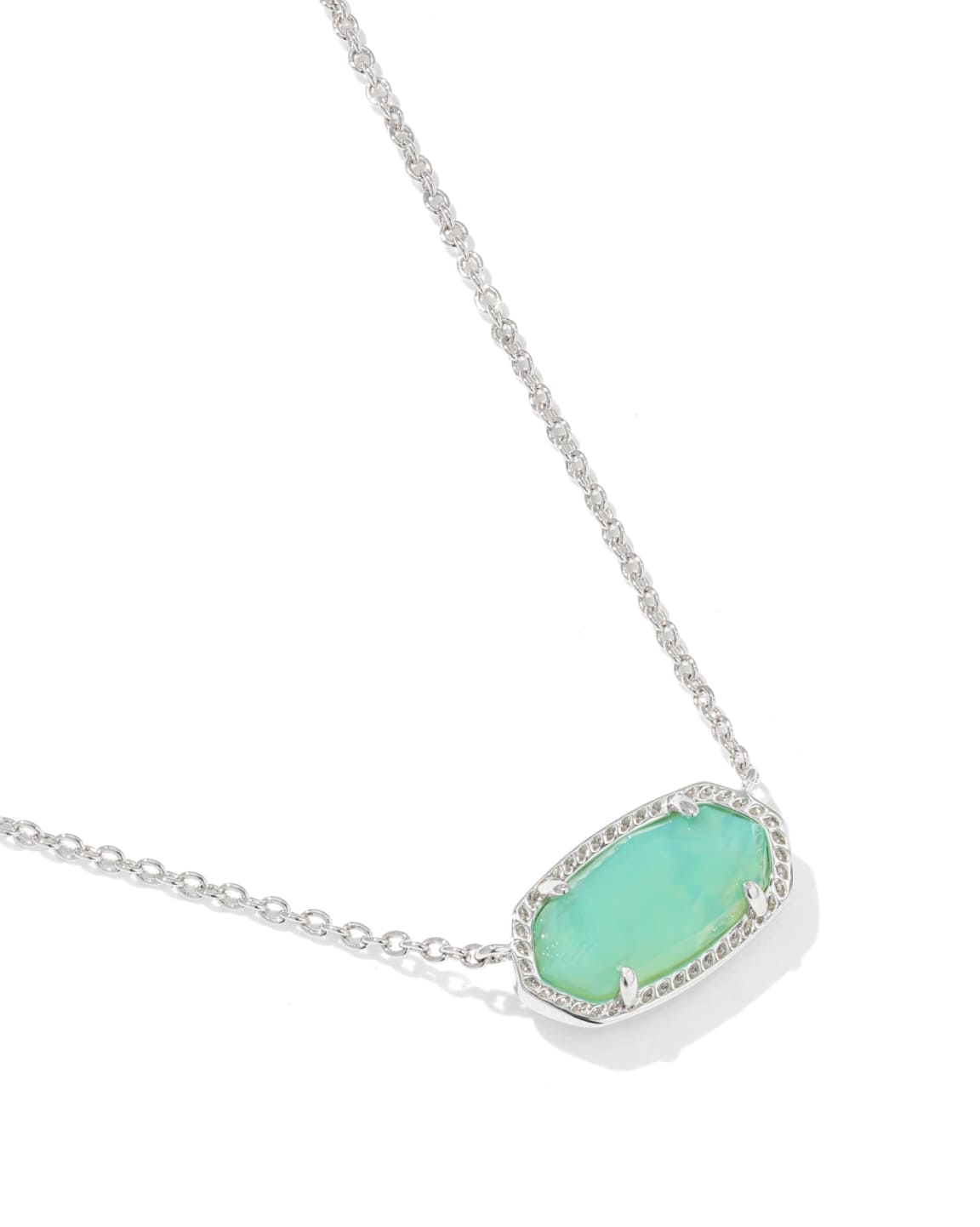 Elisa Silver Pendant Necklace in Mint Iridescent Abalone