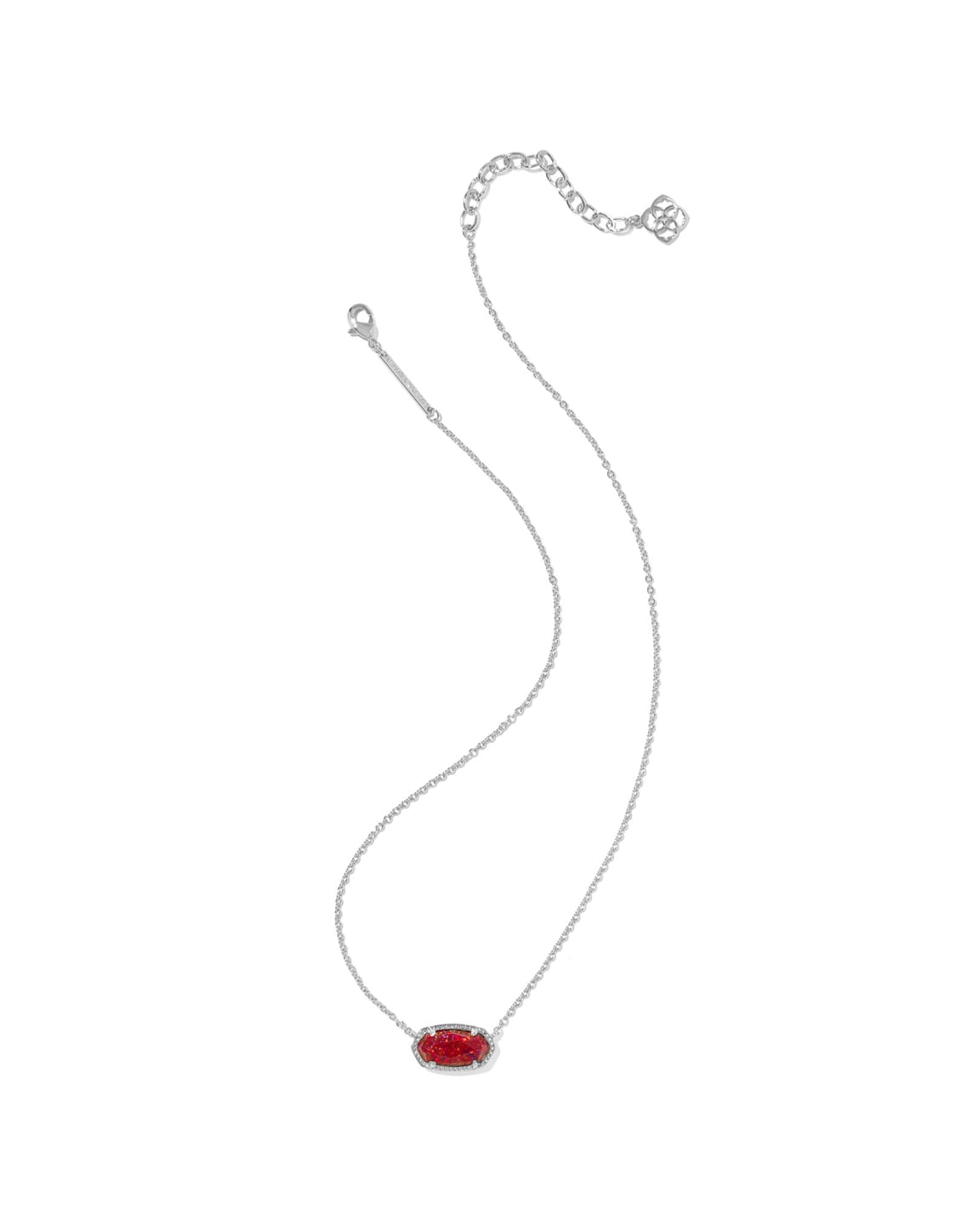 Elisa Silver Pendant Necklace in Red Kyocera Opal