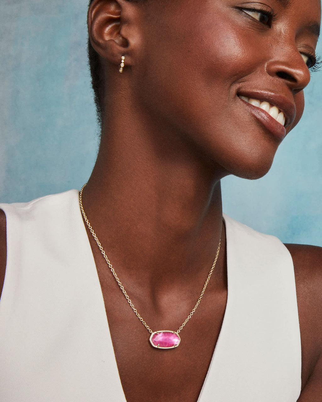 Elisa Gold Statement Short Pendant Necklace in Azalea Illusion