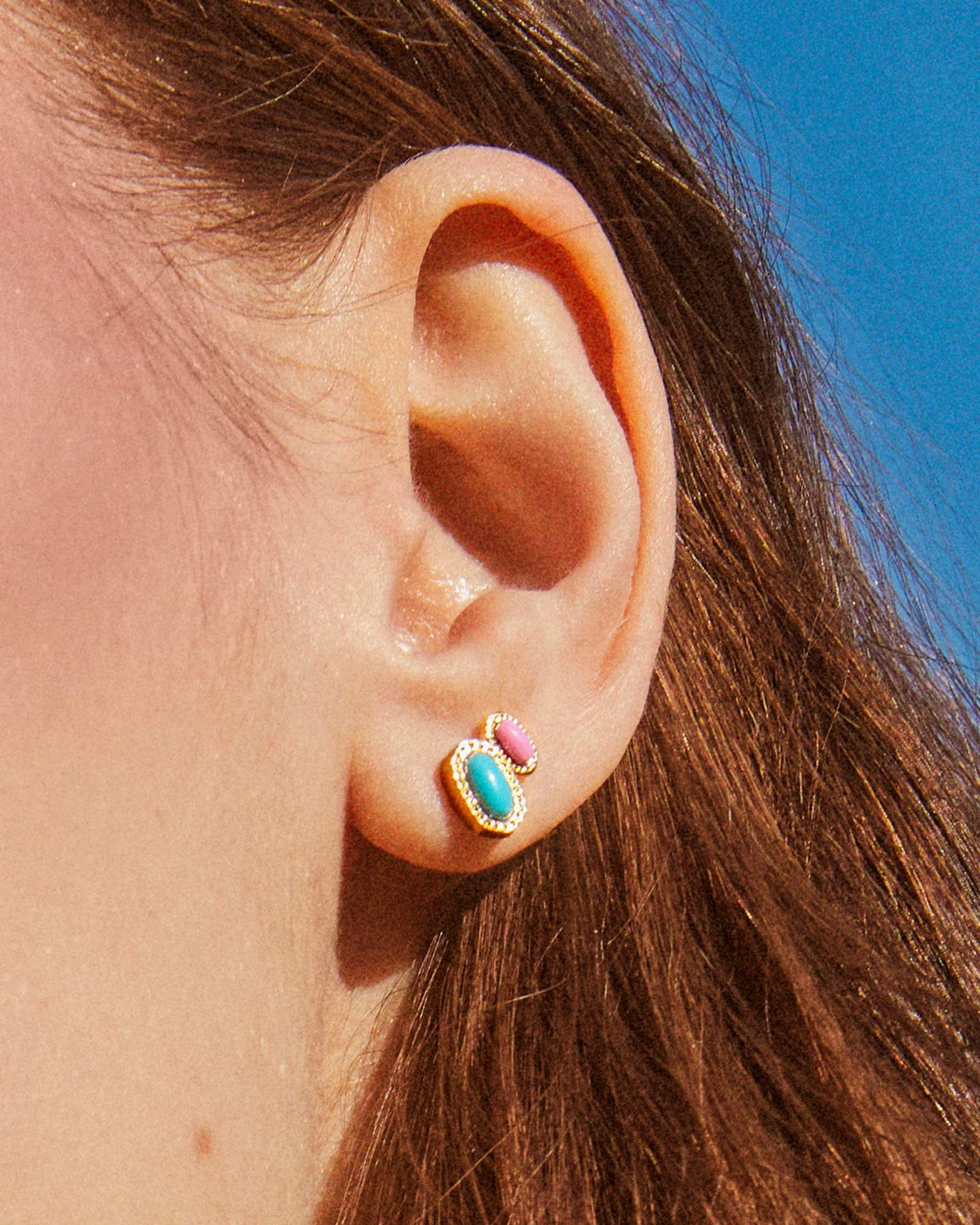 Mini Ellie Gold Stud Earrings in Turquoise Magnesite