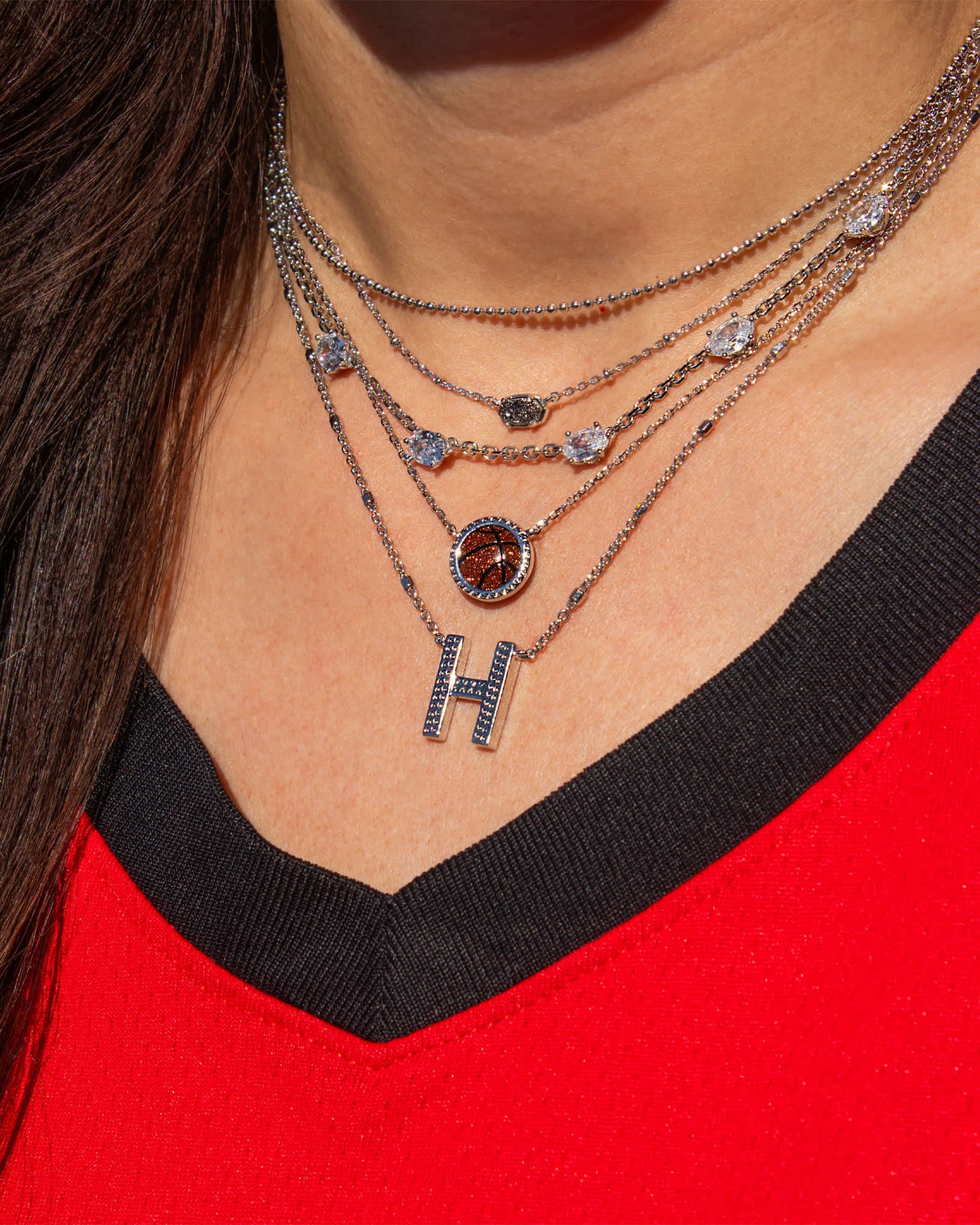 Emilie Silver Multi Strand Necklace in Platinum Drusy