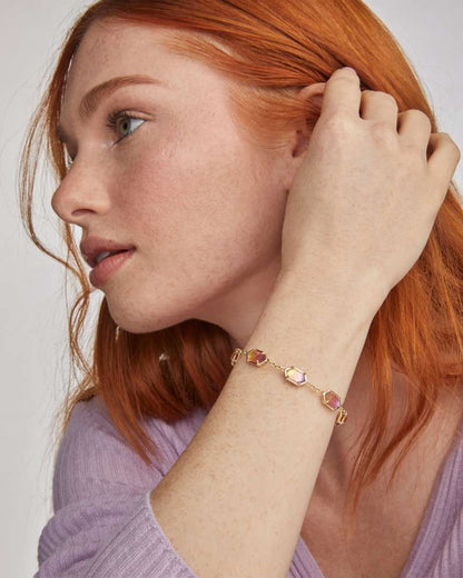 Hallie Gold Delicate Chain Bracelet in Sunrise Watercolor Illusion