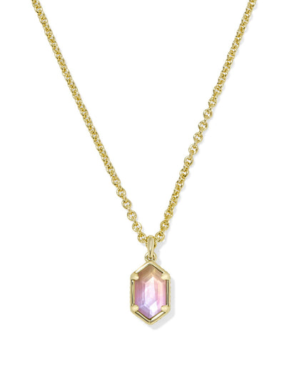 Hallie Gold Short Pendant Necklace In Sunrise Watercolor Illusion