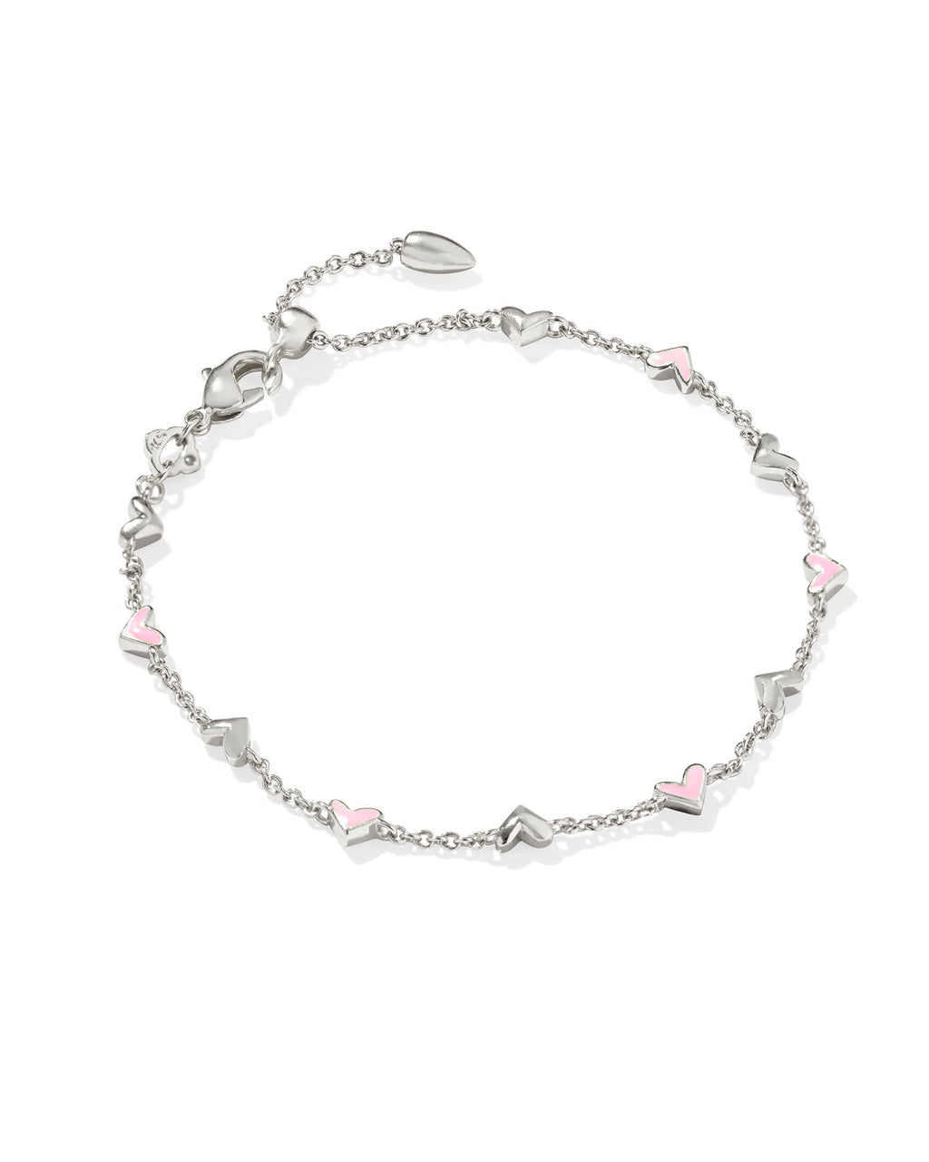 Haven Silver Delicate Chain Bracelet in Pink Enamel
