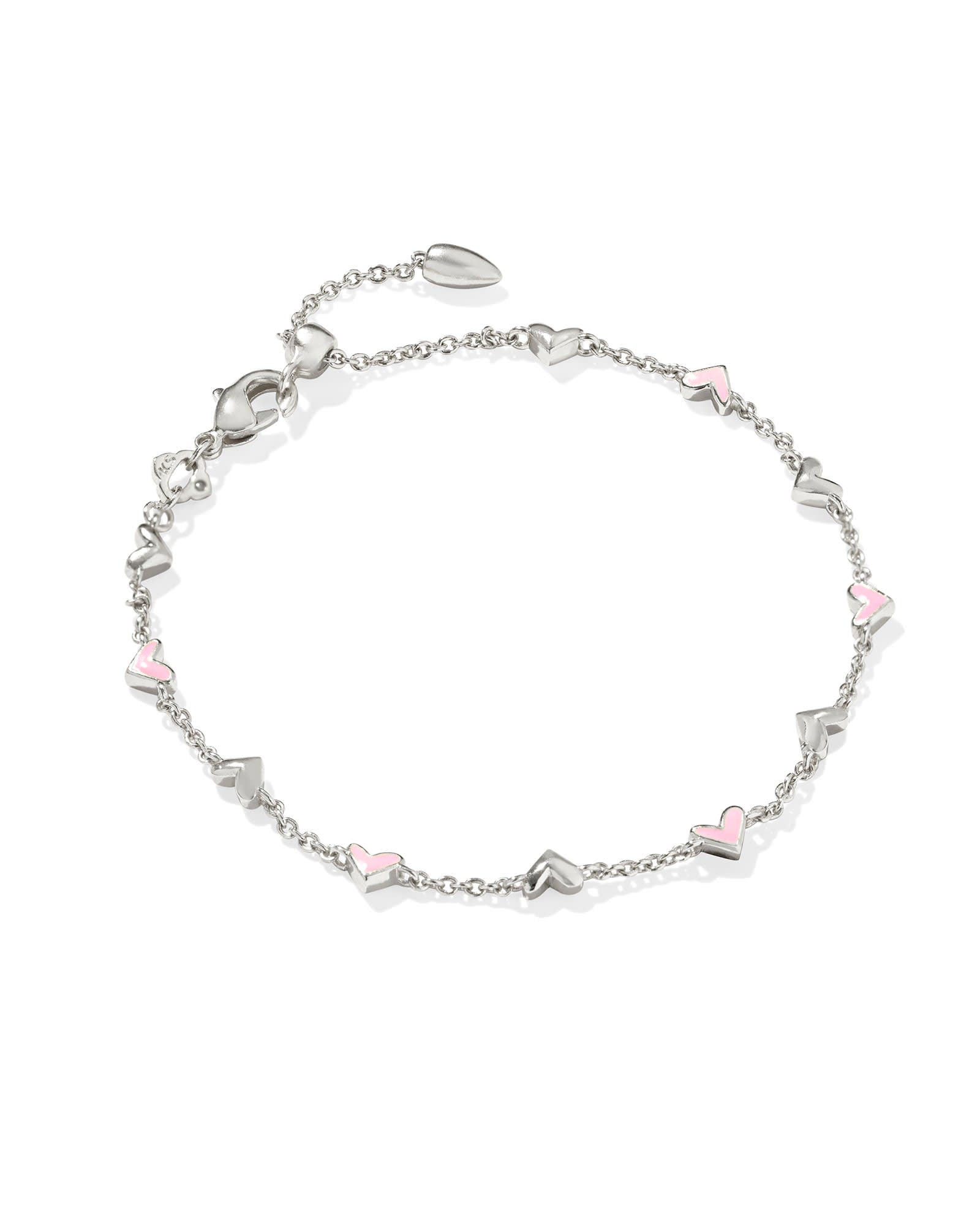 Haven Silver Delicate Chain Bracelet in Pink Enamel