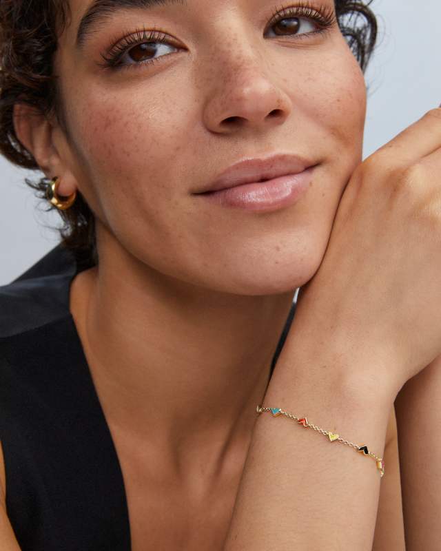 Haven Heart Gold Chain Bracelet in Multi Mix