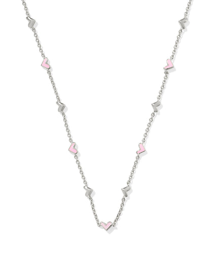 Haven Silver Strand Necklace in Pink Enamel