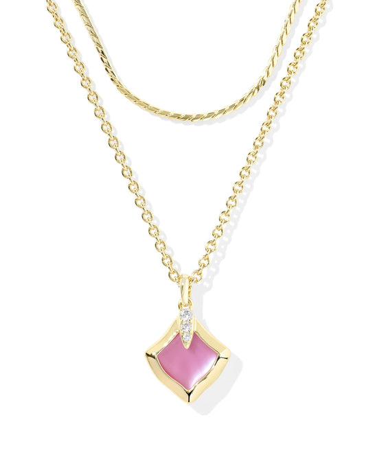 Joelle Gold Multi Strand Necklace in Azalea Illusion