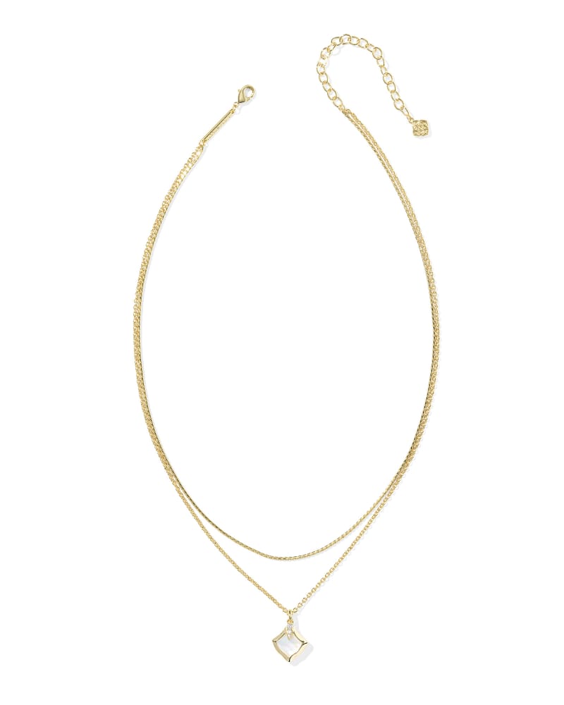 Joelle Gold Multi Strand Necklace in Ivory Mother-of-Pearl