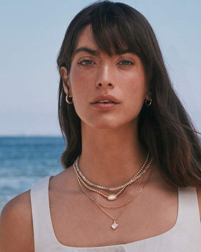 Joelle Gold Multi Strand Necklace in Ivory Mother-of-Pearl