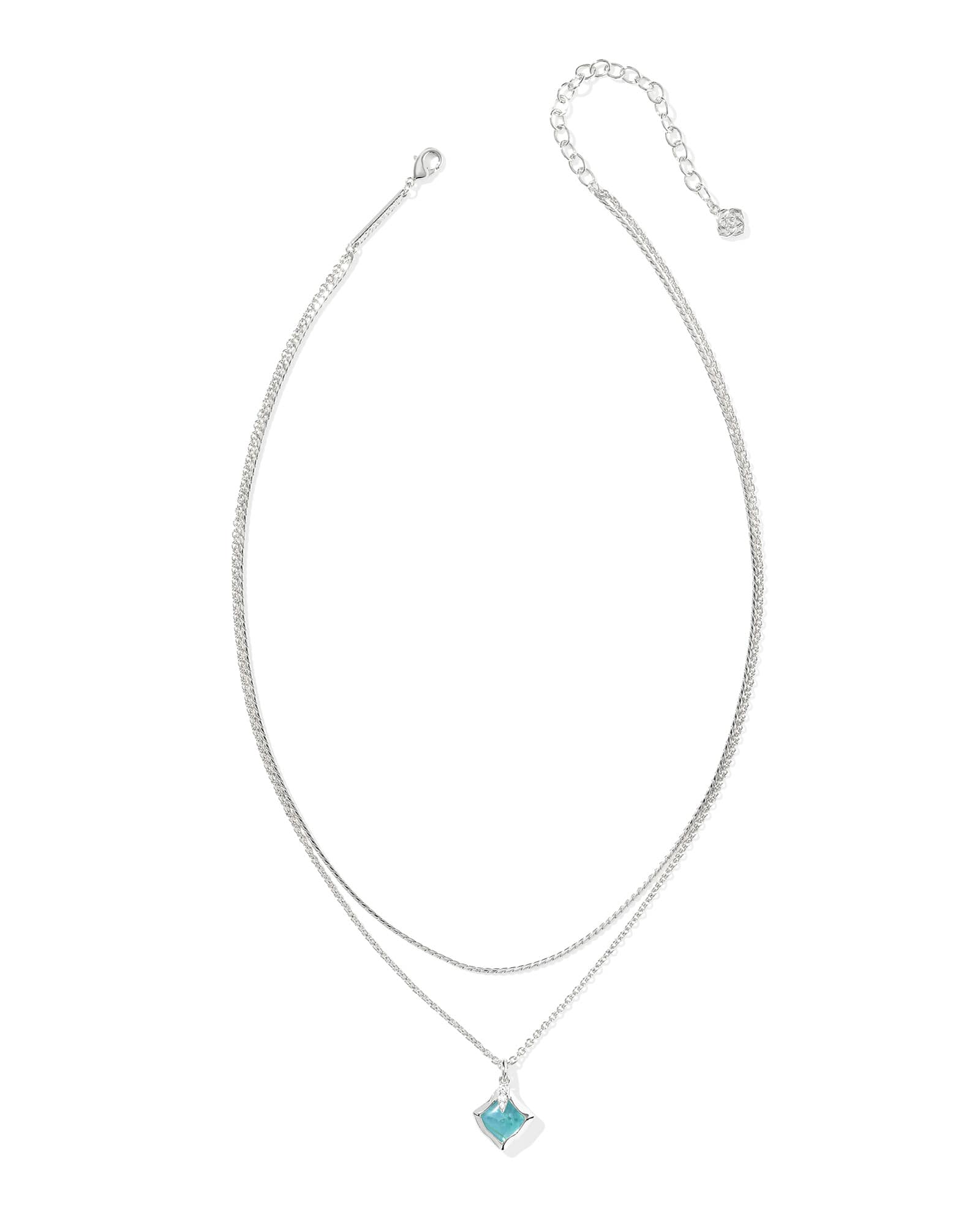 Joelle Silver Multi Strand Necklace in Bright Aqua Illusion