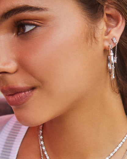 Juliette Silver Drop Earrings in White Crystal