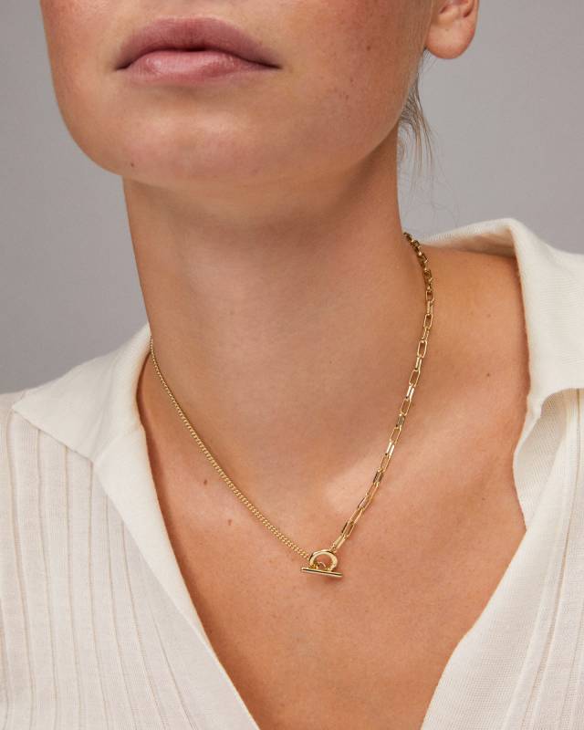 Leighton Convertible Gold Pearl Chain Necklace in Freshwater Cultured Pearl