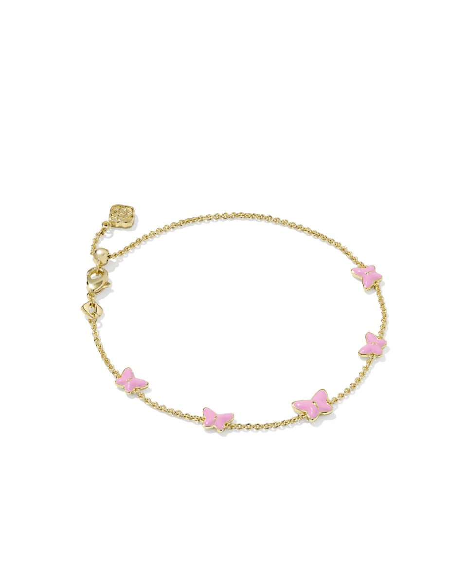 Lillia Butterfly Gold Enamel Delicate Chain Bracelet