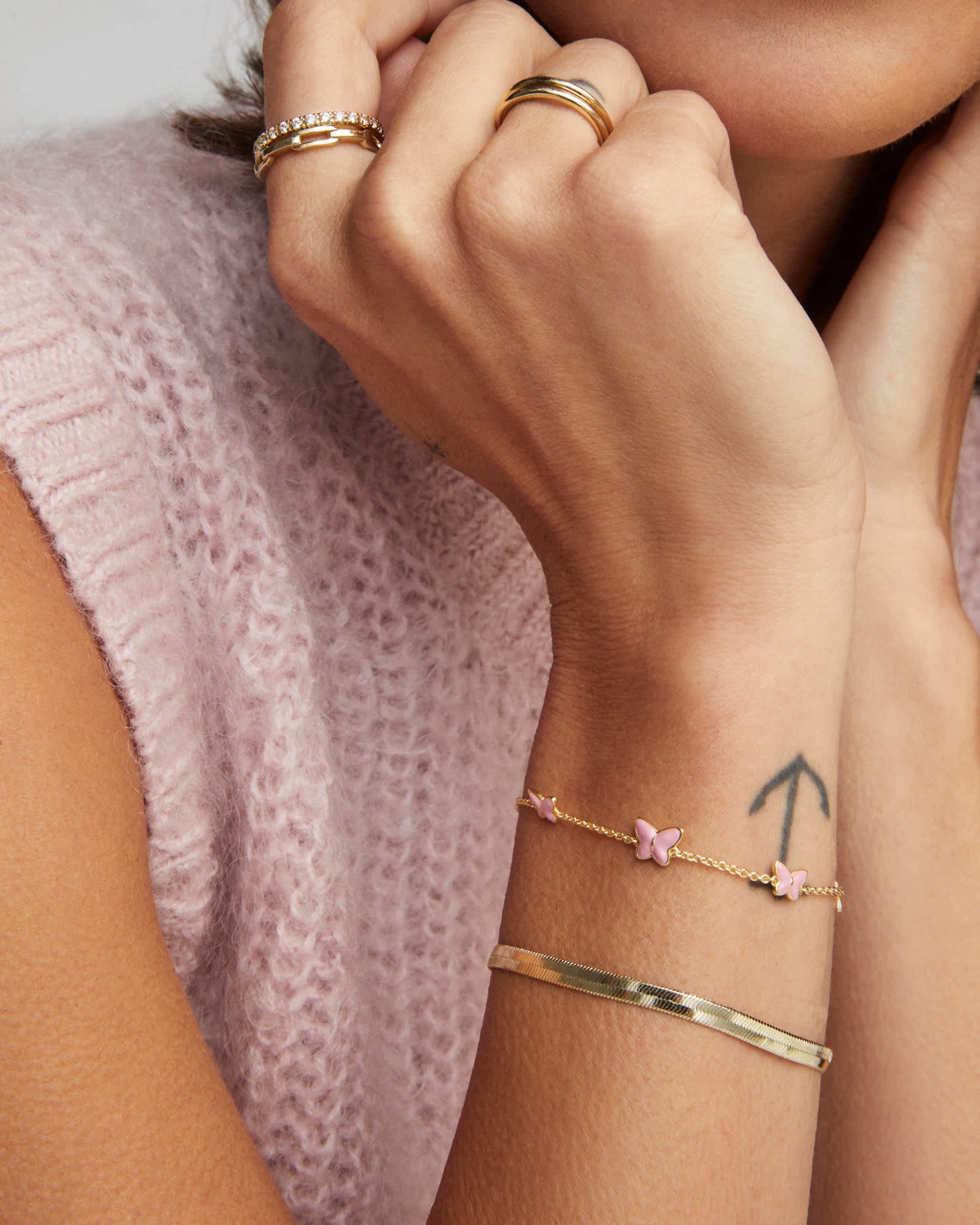 Lillia Butterfly Gold Enamel Delicate Chain Bracelet