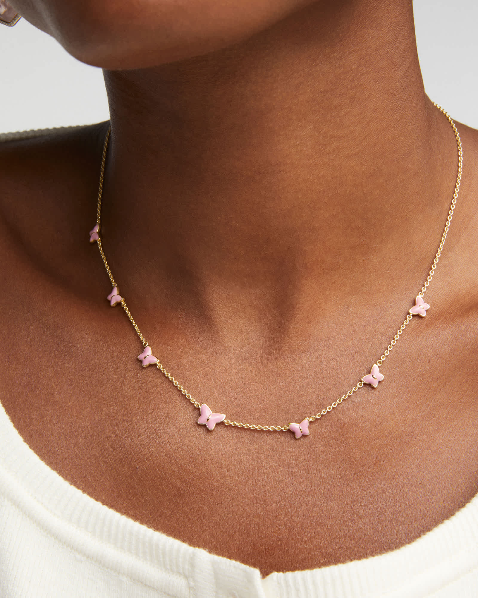 Lillia Butterfly Gold Enamel Strand Necklace