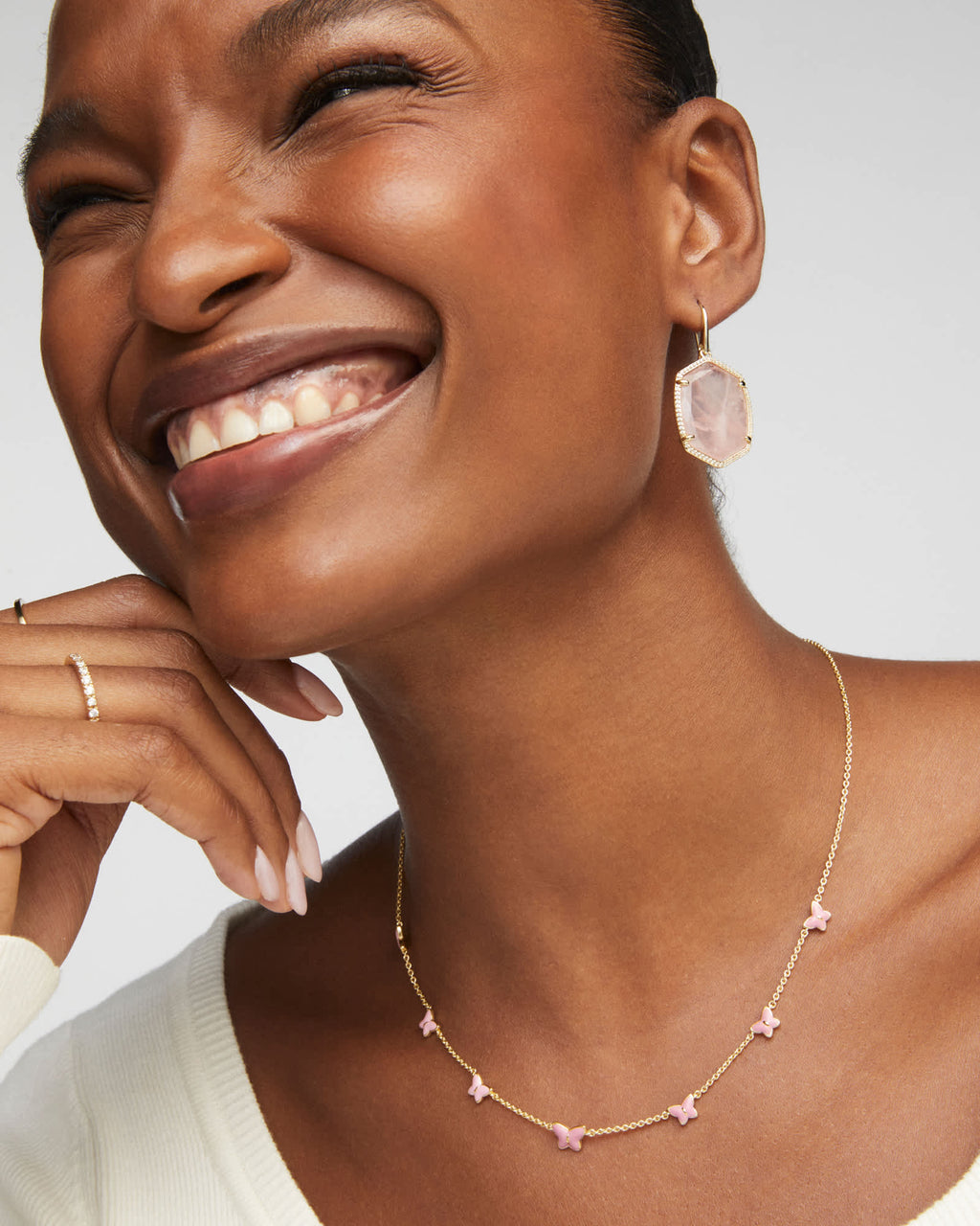 Lillia Butterfly Gold Enamel Strand Necklace