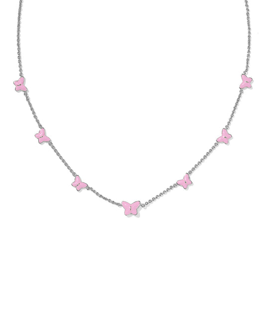Lillia Butterfly Silver Enamel Strand Necklace