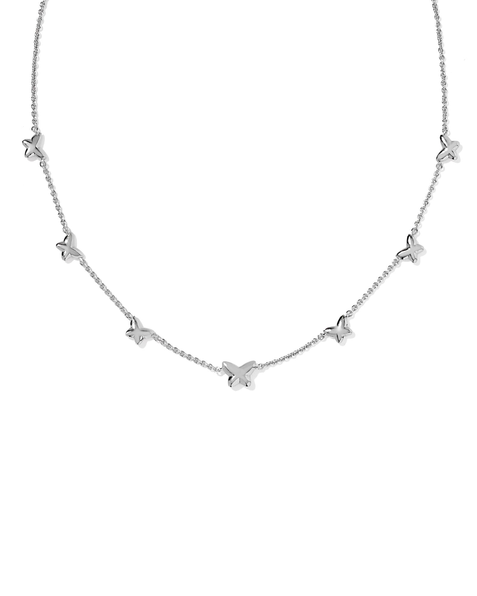 Lillia Butterfly Silver Enamel Strand Necklace