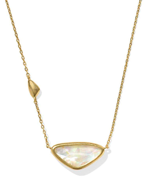 Margot Vintage Gold Short Pendant Necklace in Iridescent Abalone