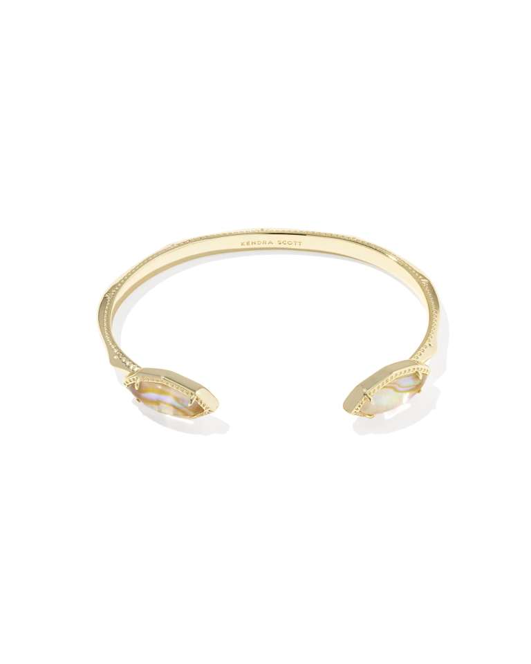 Ophelia Gold Cuff Bracelet in Iridescent Abalone