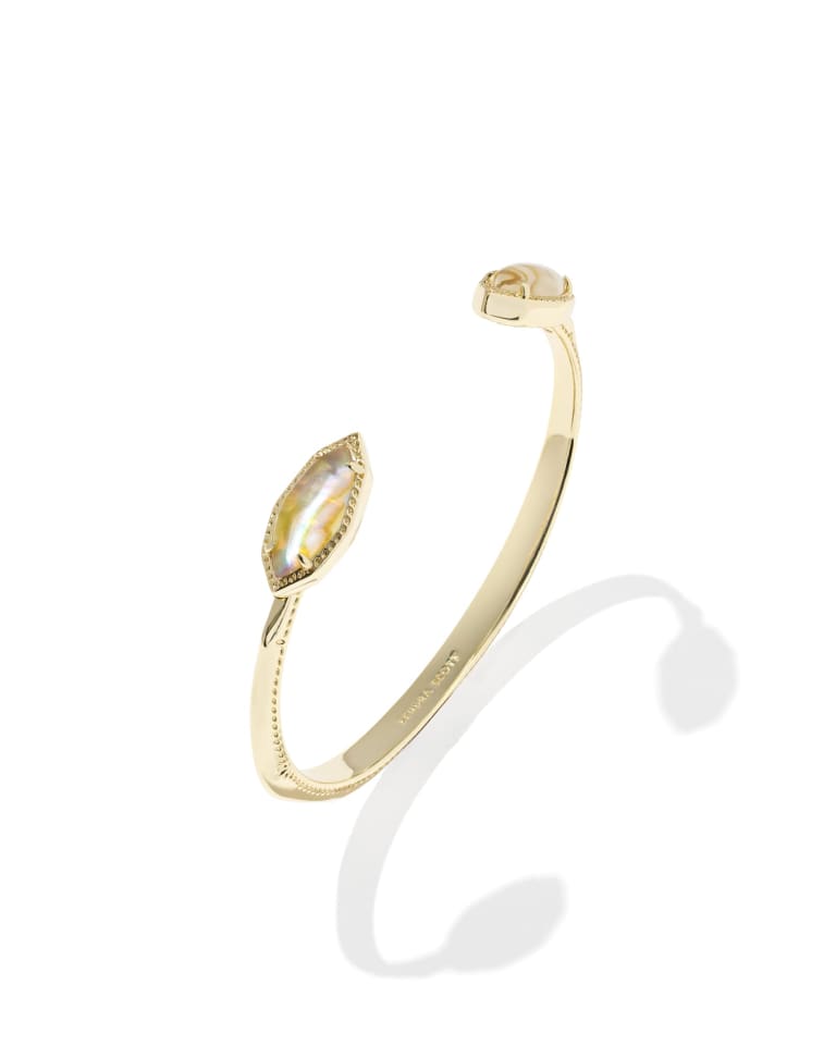 Ophelia Gold Cuff Bracelet in Iridescent Abalone