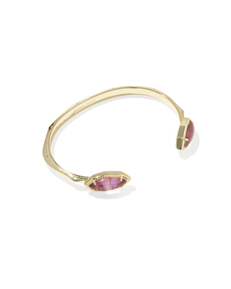 Ophelia Gold Cuff Bracelet in Light Mauve Illusion