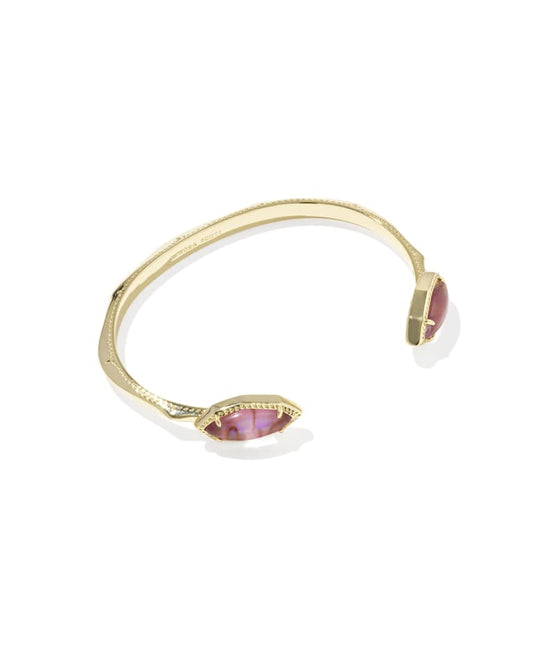 Ophelia Gold Cuff Bracelet in Light Mauve Illusion
