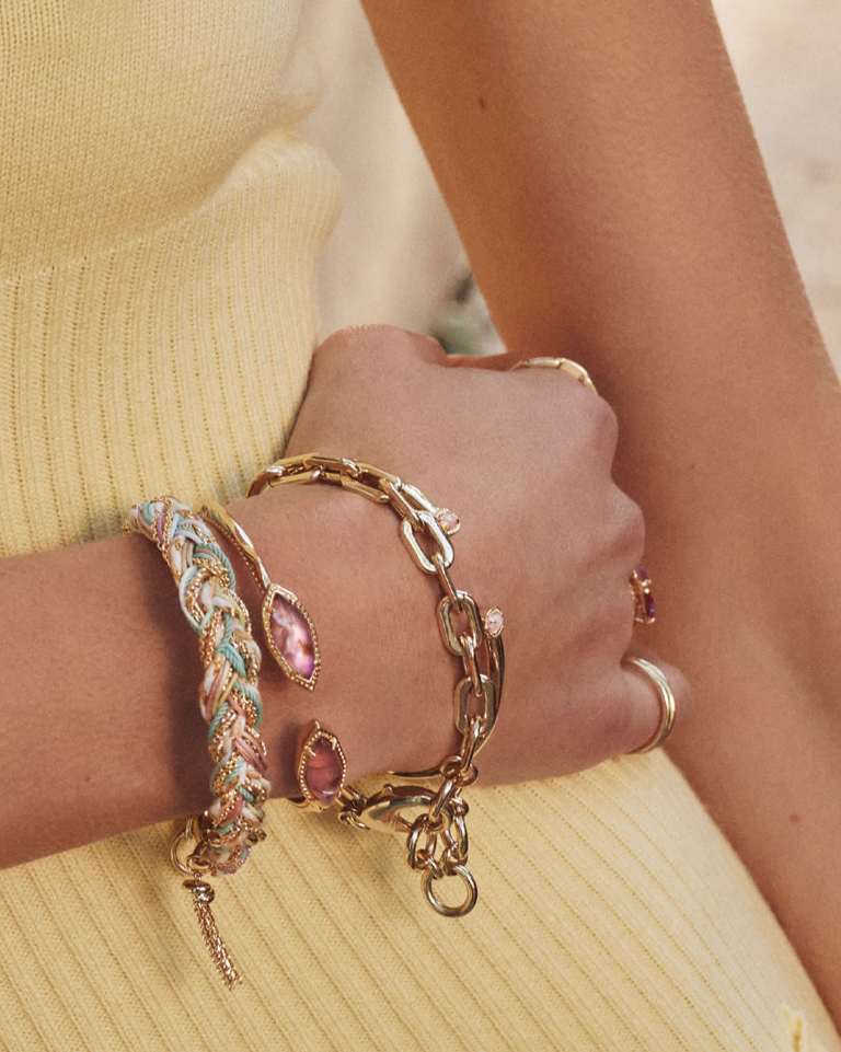 Ophelia Gold Cuff Bracelet in Light Mauve Illusion
