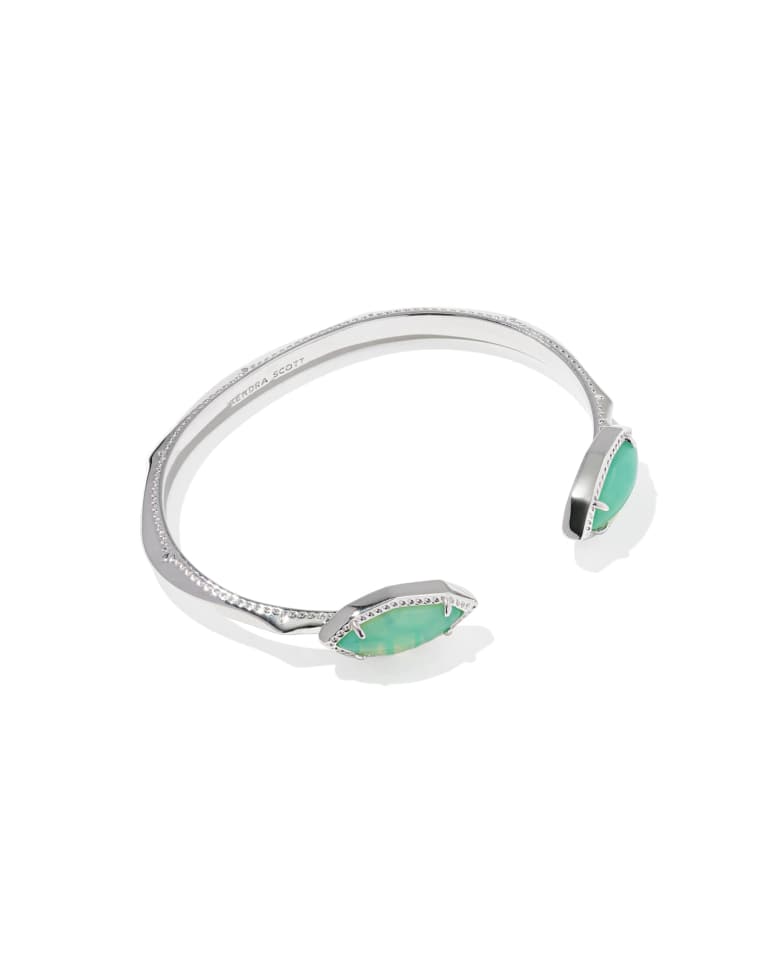 Ophelia Silver Cuff Bracelet in Mint Iridescent Abalone