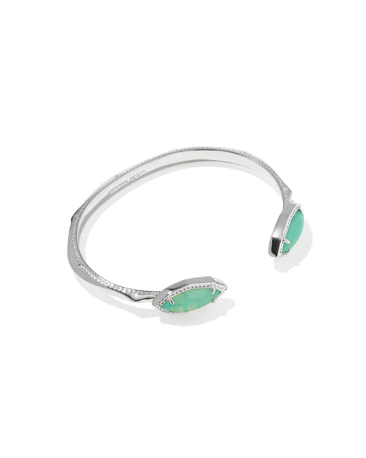 Ophelia Silver Cuff Bracelet in Mint Iridescent Abalone