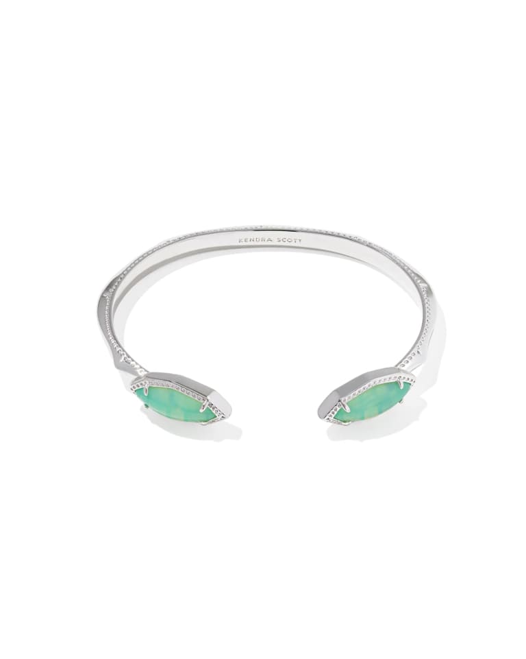 Ophelia Silver Cuff Bracelet in Mint Iridescent Abalone