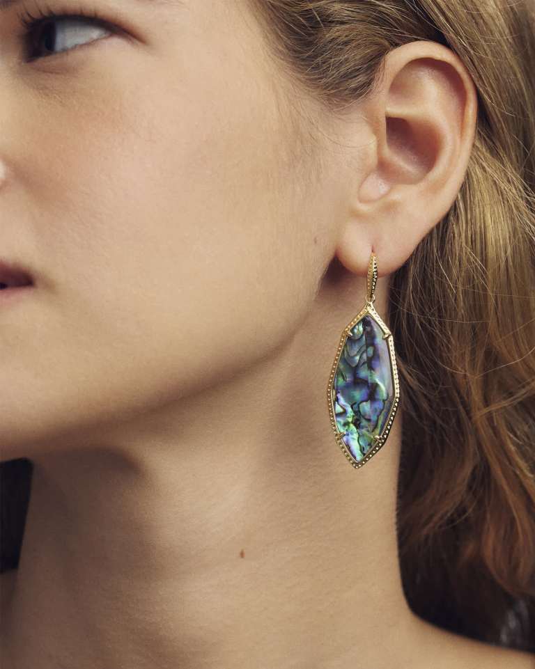 Ophelia Gold Drop Earrings in Abalone Shell