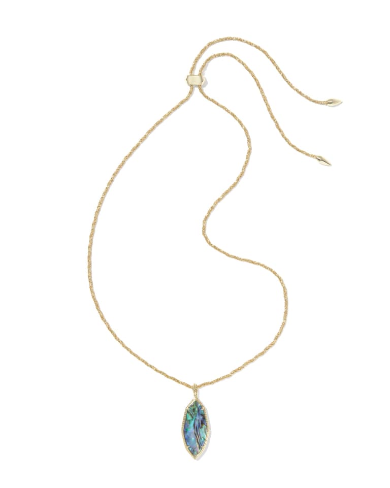 Ophelia Gold Large Long Pendant Necklace in Abalone Shell