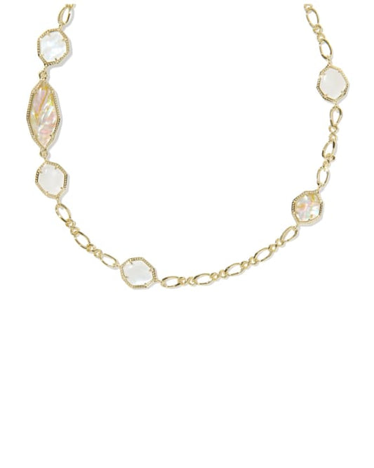 Ophelia Gold Long Strand Necklace in Neutral Mix
