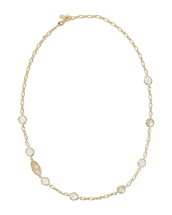 Ophelia Gold Long Strand Necklace in Neutral Mix
