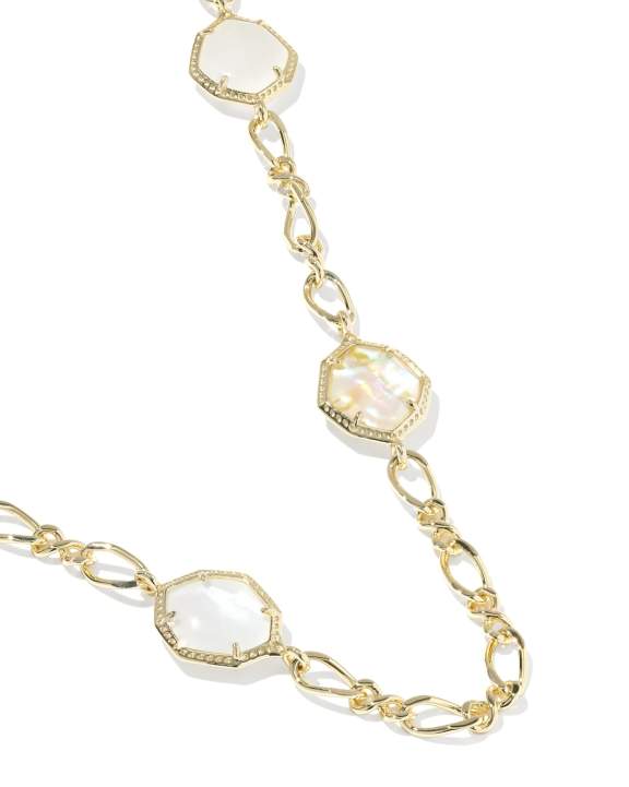 Ophelia Gold Long Strand Necklace in Neutral Mix