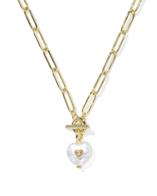 Sasha Heart Gold Link and Chain Necklace