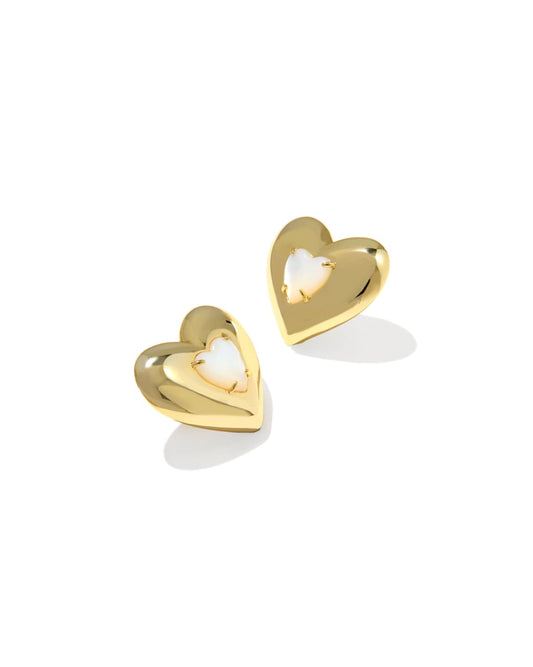 Sasha Heart Gold Stud Earrings