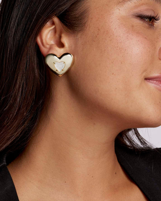 Sasha Heart Gold Stud Earrings