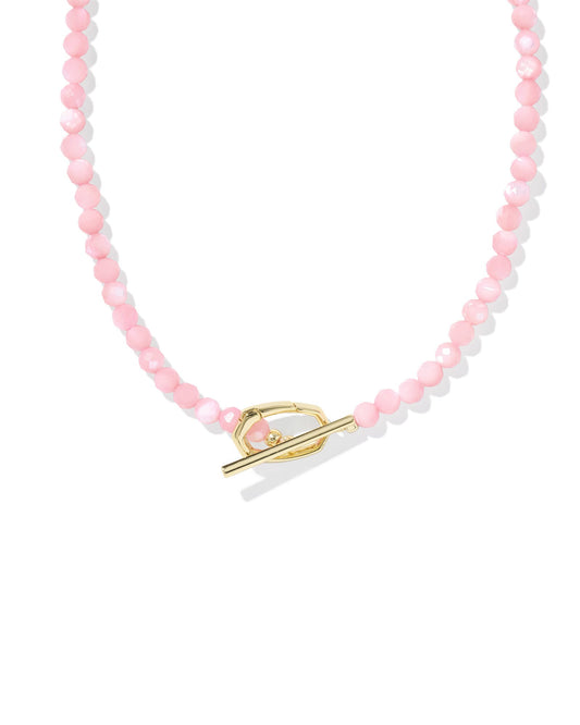 Sylvia Gold Strand Necklace in Pink Chalcedony