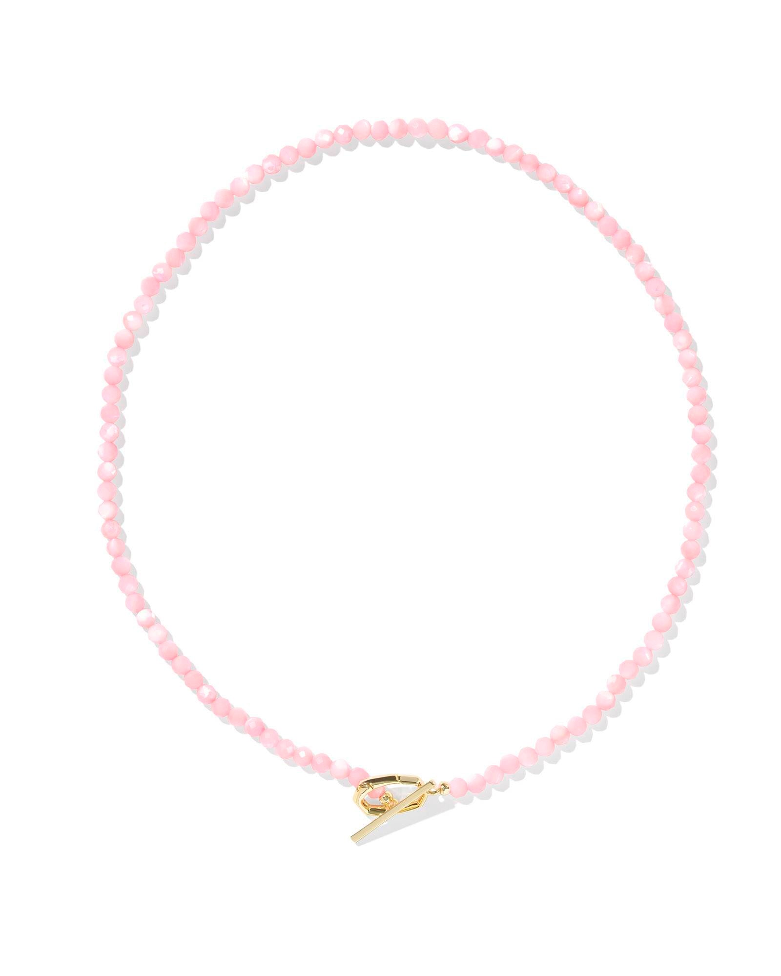 Sylvia Gold Strand Necklace in Pink Chalcedony