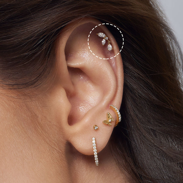 LEONA | Marquise Dangle Lab Grown Diamond Threaded with Flatback
