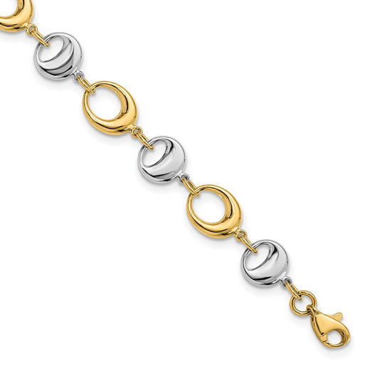 Leslie's 14K Two-tone Polished Link Bracelet