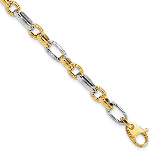 Leslie's 14K Two-tone Polished Fancy Link Bracelet